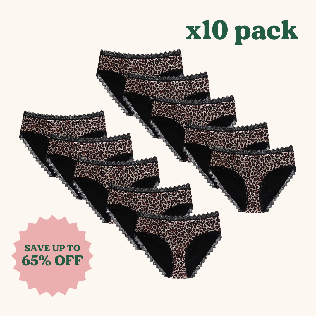 x10 Pack | Leopard Print Period Underwear